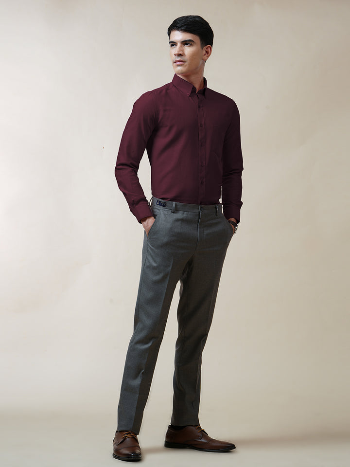 Maroon Oxford Solid Shirt