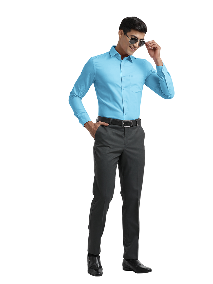 Sky Blue Micro Dobby Solid Shirt