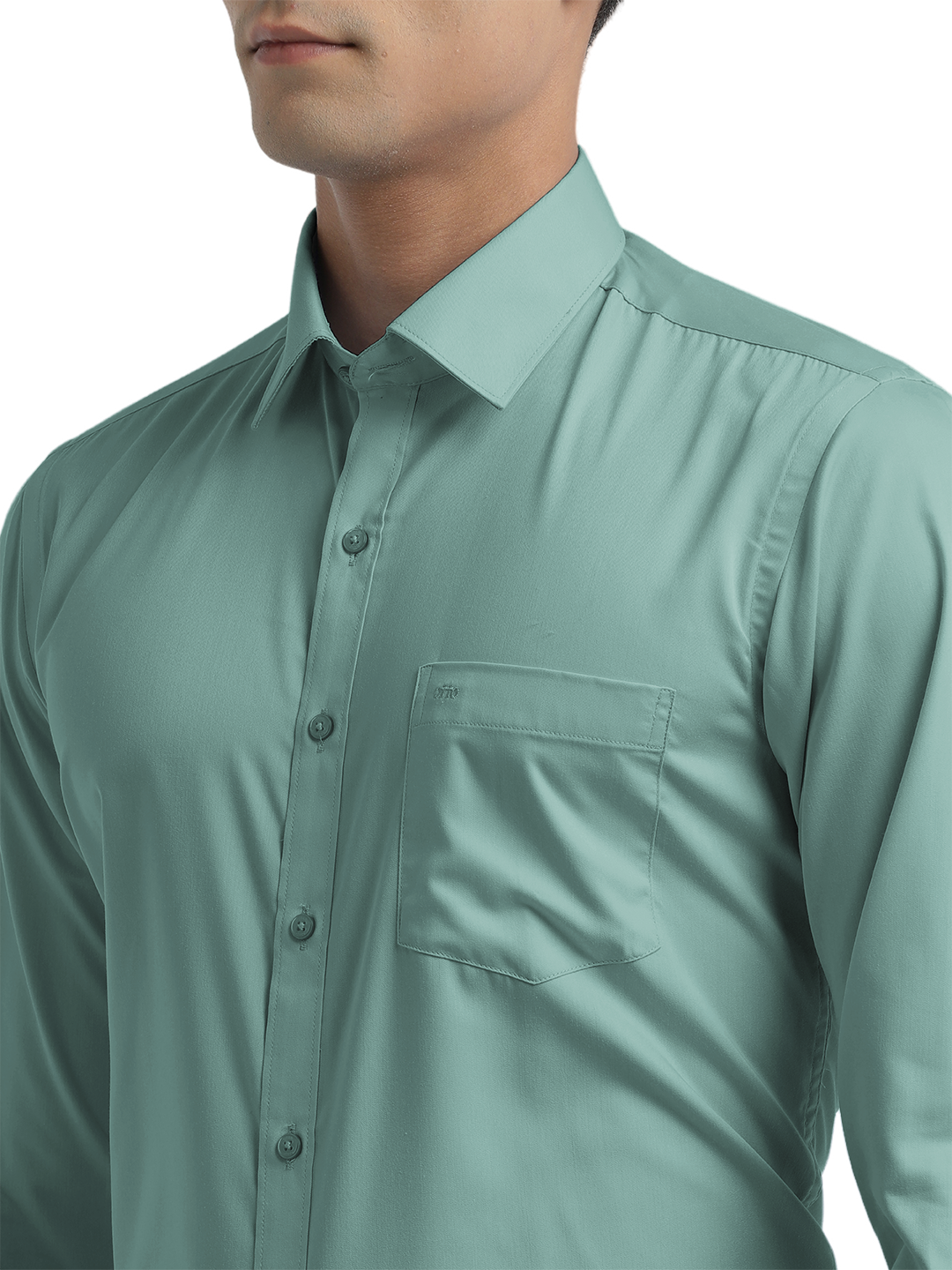 Aqua Blue Twill Wrinkle Free Solid Shirt