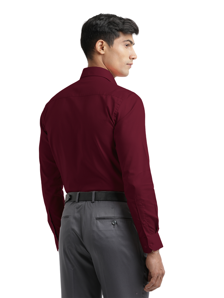 Burgundy Micro Oxford Solid Shirt