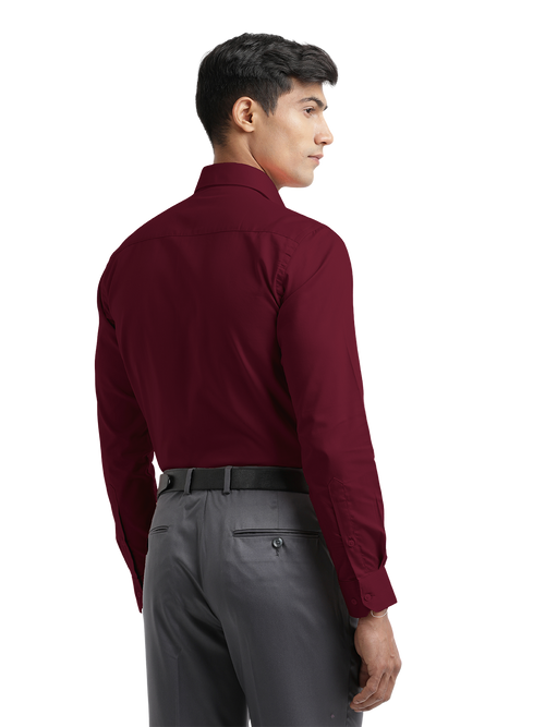 Burgundy Micro Oxford Solid Shirt