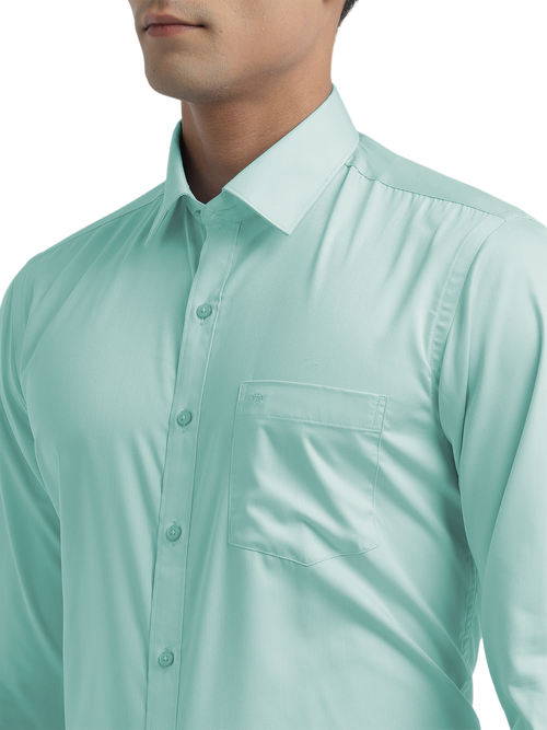 Turquoise Twill Wrinkle Free Solid Shirt