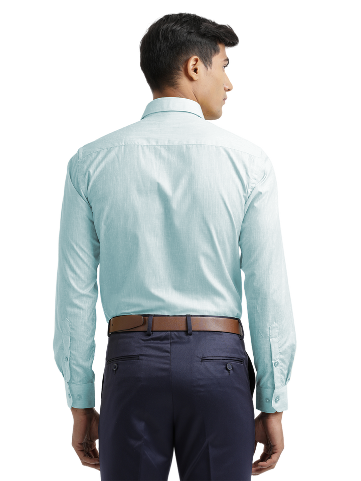 Sky Blue Poly Cotton Solid Shirt