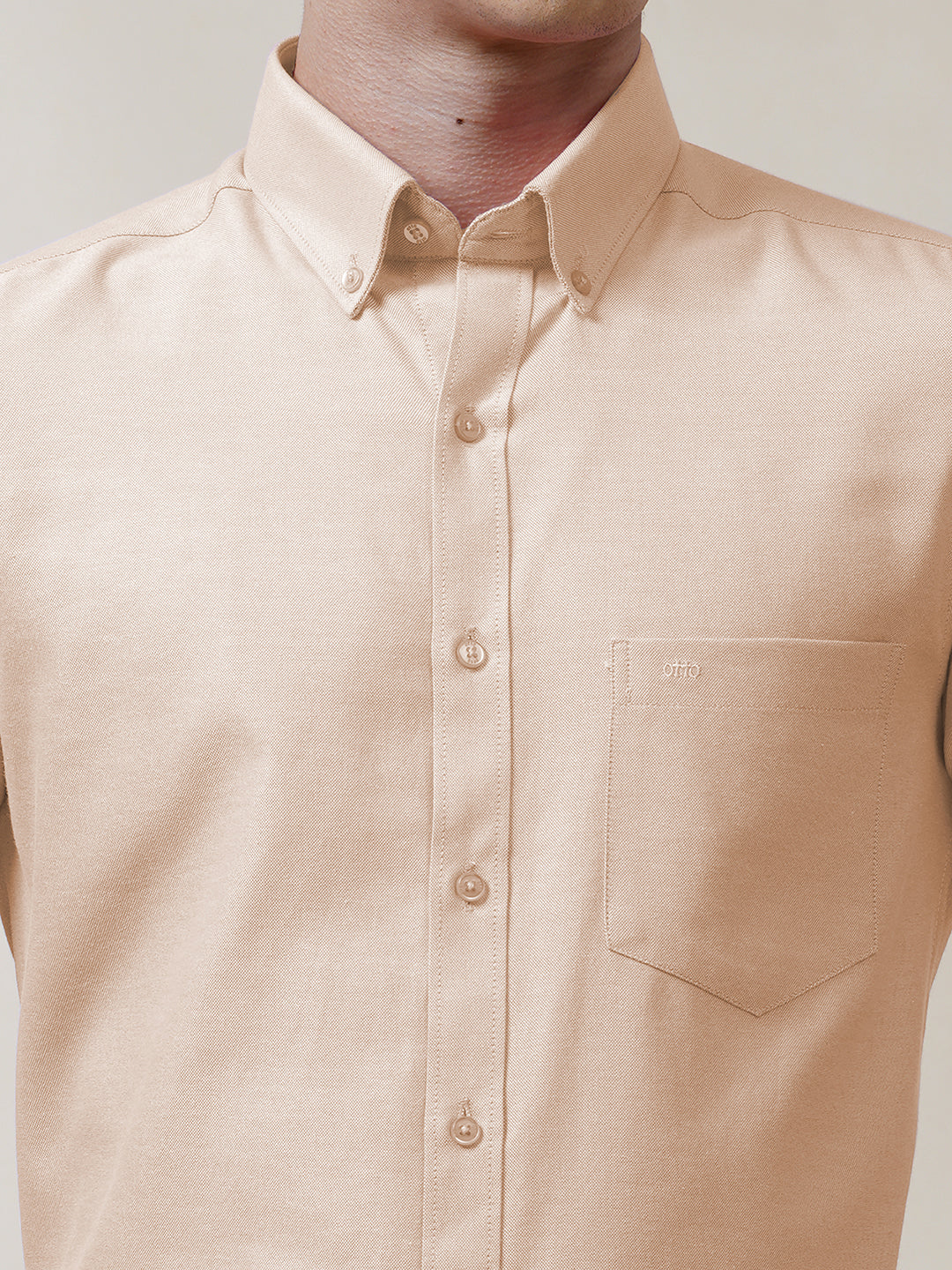 Light Peach Oxford Solid Shirt