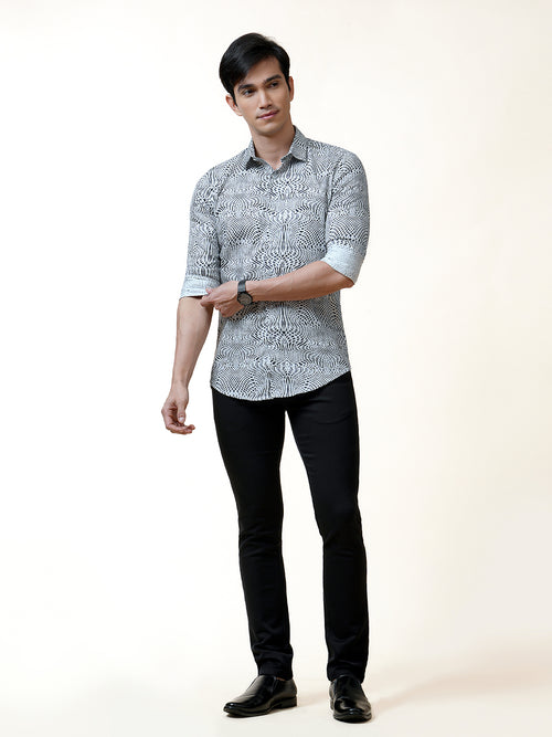 Black Monochrome Abstract Printed Shirt