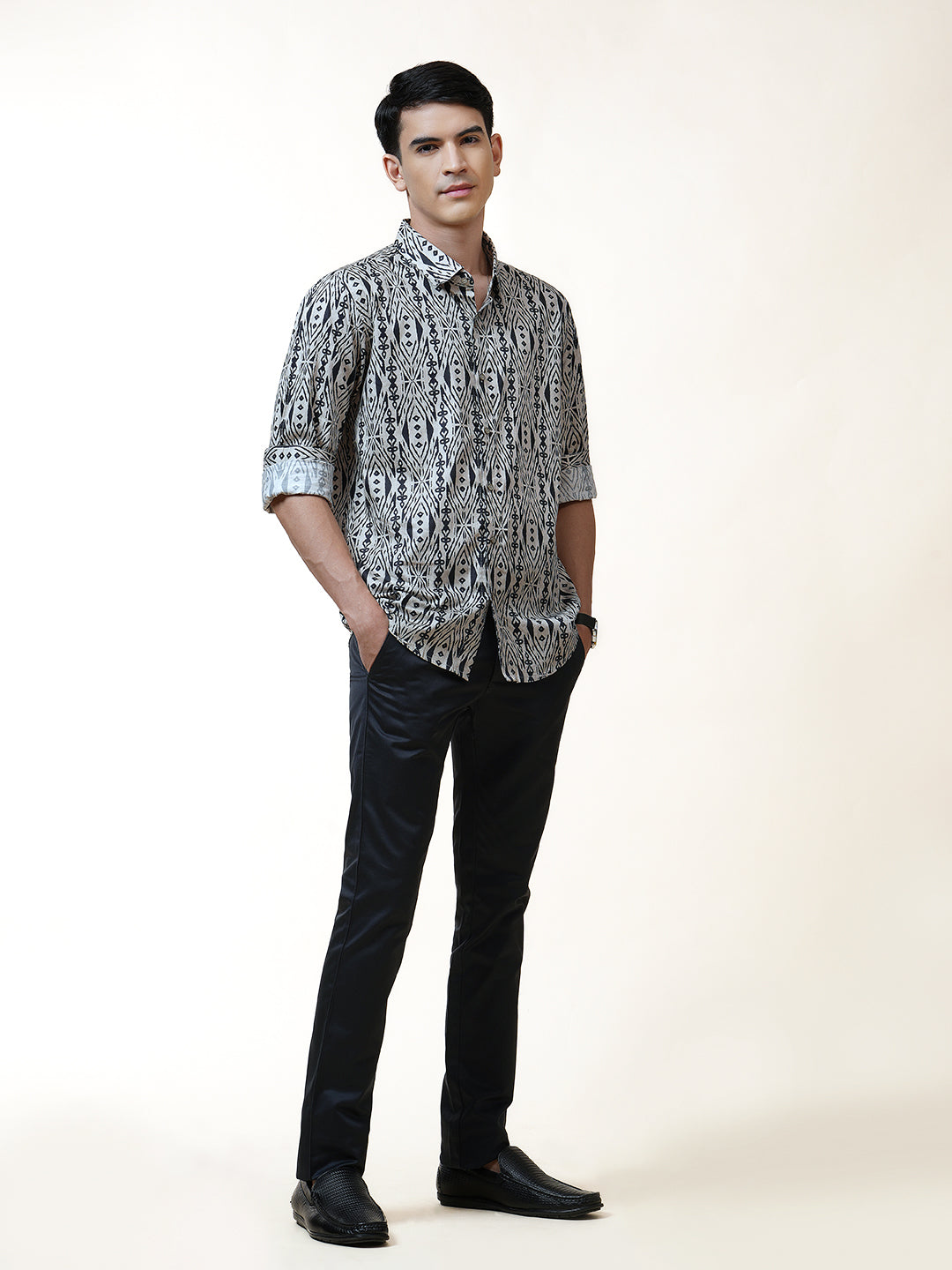 Navy Illusive Geometric Printed Shirt