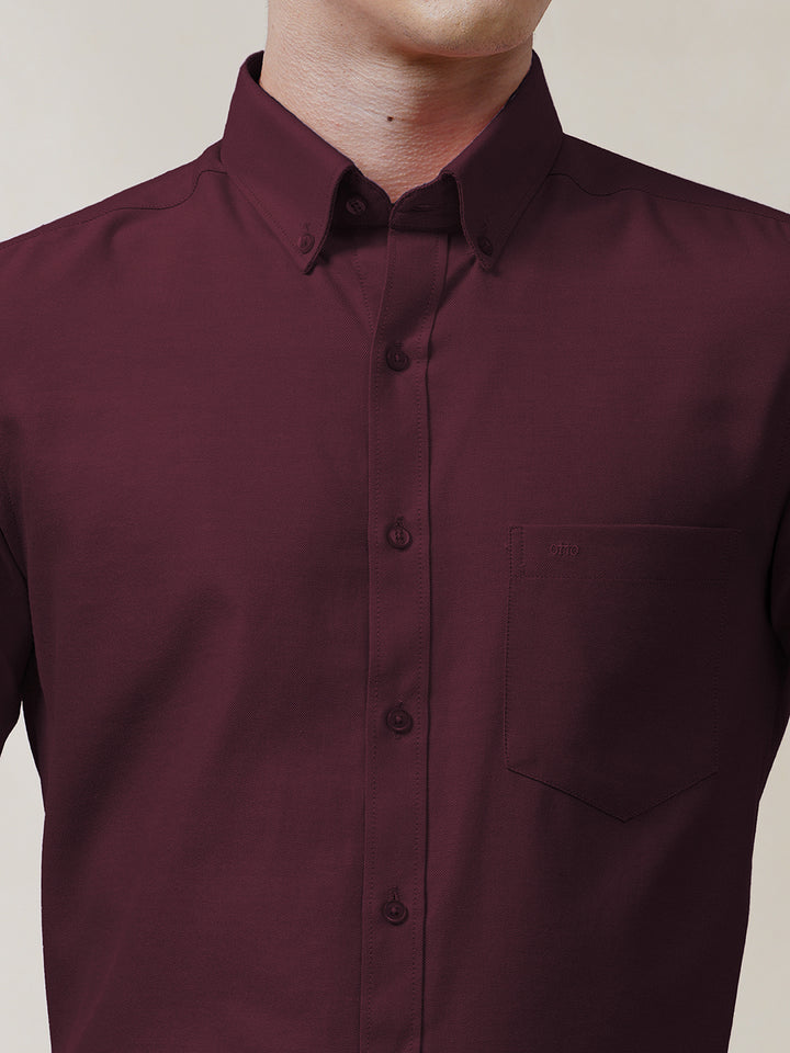 Maroon Oxford Solid Shirt