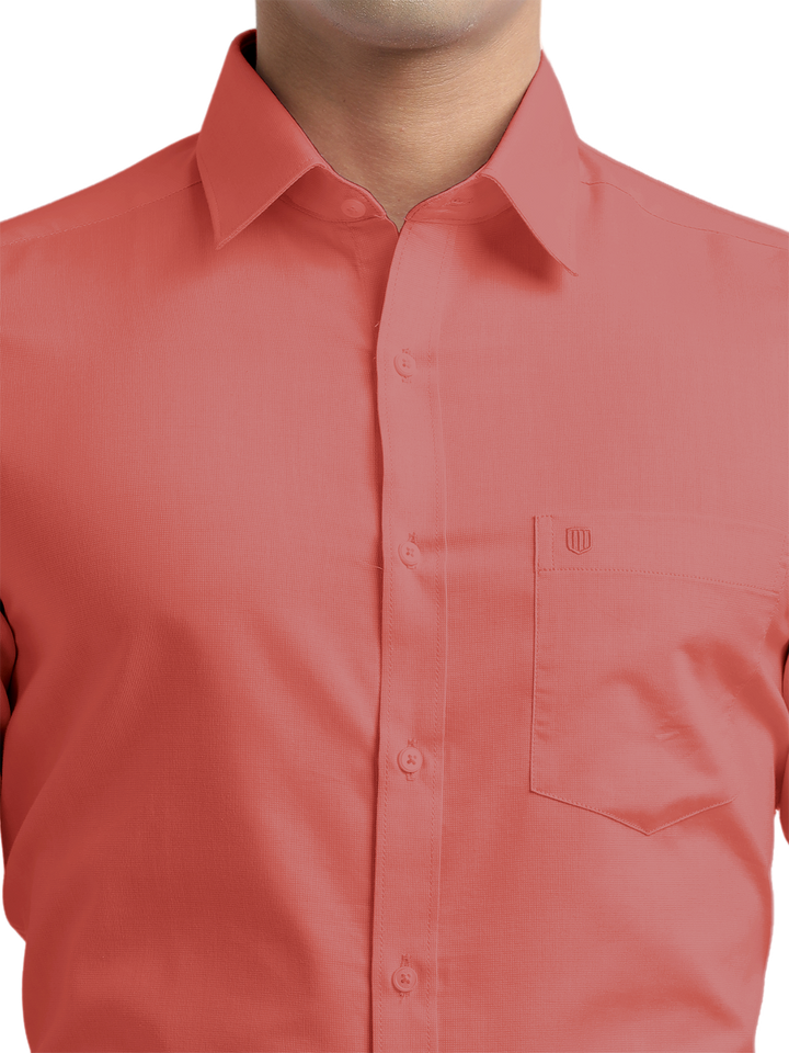 Dark Peach Micro Dobby Solid Shirt