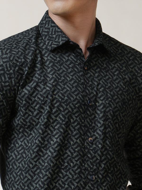 Black Illusive Textured Printed Shirt