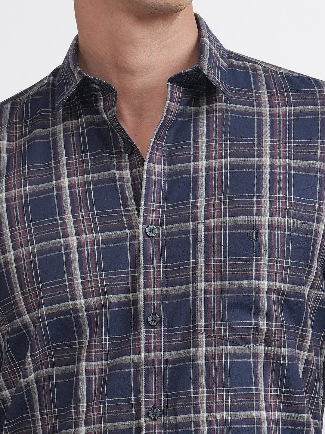 Navy Twill Checkered Shirt