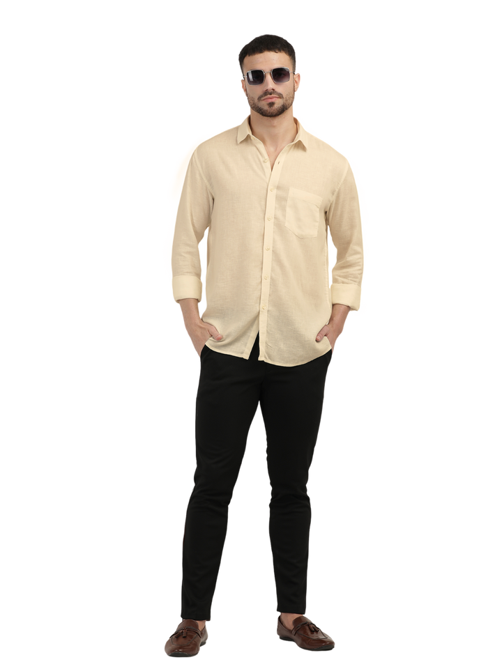 Sand Linen Blend Solid Shirt