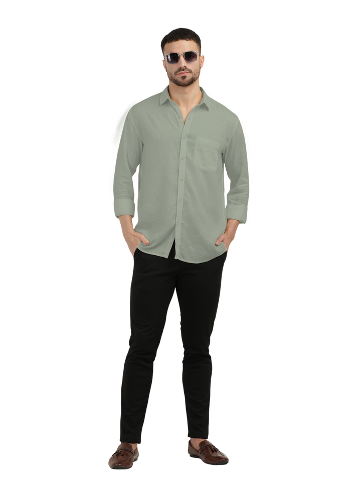 Sage Linen Blend Solid Shirt