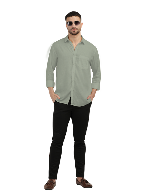 Sage Linen Blend Solid Shirt