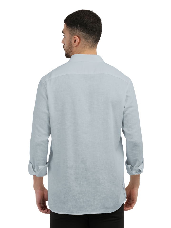 Mist Blue Linen Blend Solid Shirt