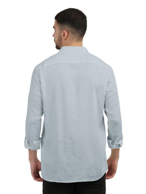 Mist Blue Linen Blend Solid Shirt