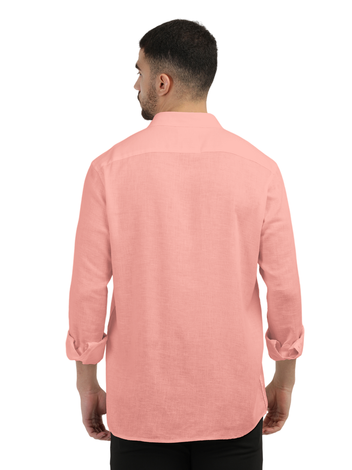 Coral Linen Blend Solid Shirt