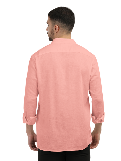 Coral Linen Blend Solid Shirt