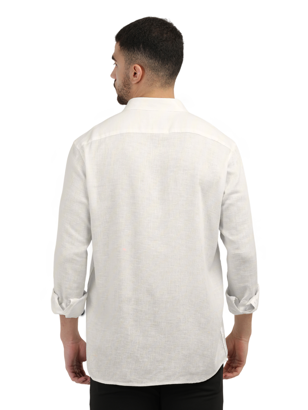 White Linen Blend Solid Shirt