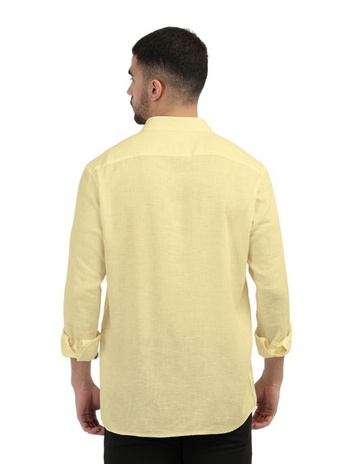 Butter Yellow Linen Blend Solid Shirt