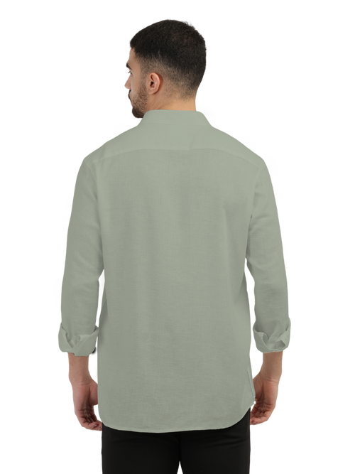 Sage Linen Blend Solid Shirt