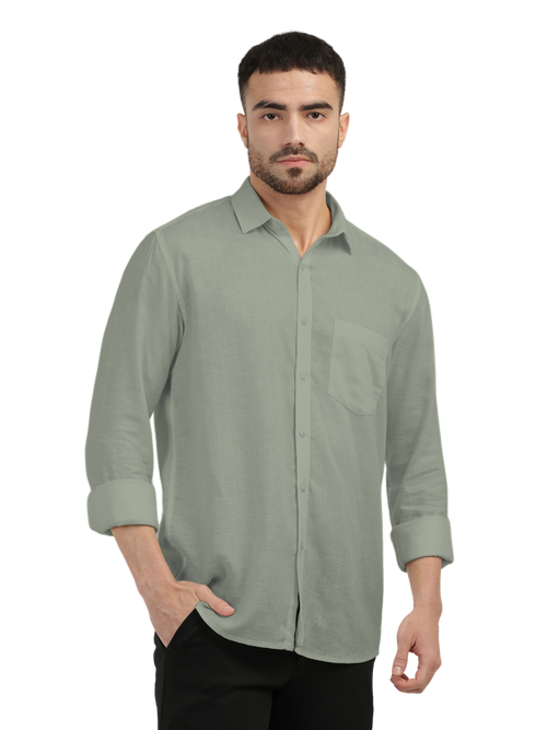 Sage Linen Blend Solid Shirt