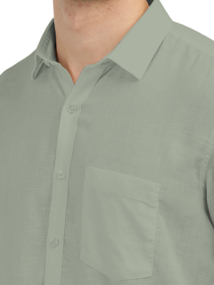 Sage Linen Blend Solid Shirt