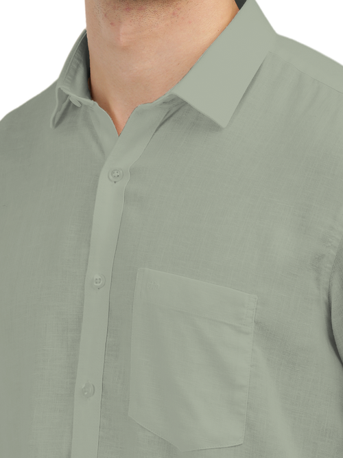 Sage Linen Blend Solid Shirt