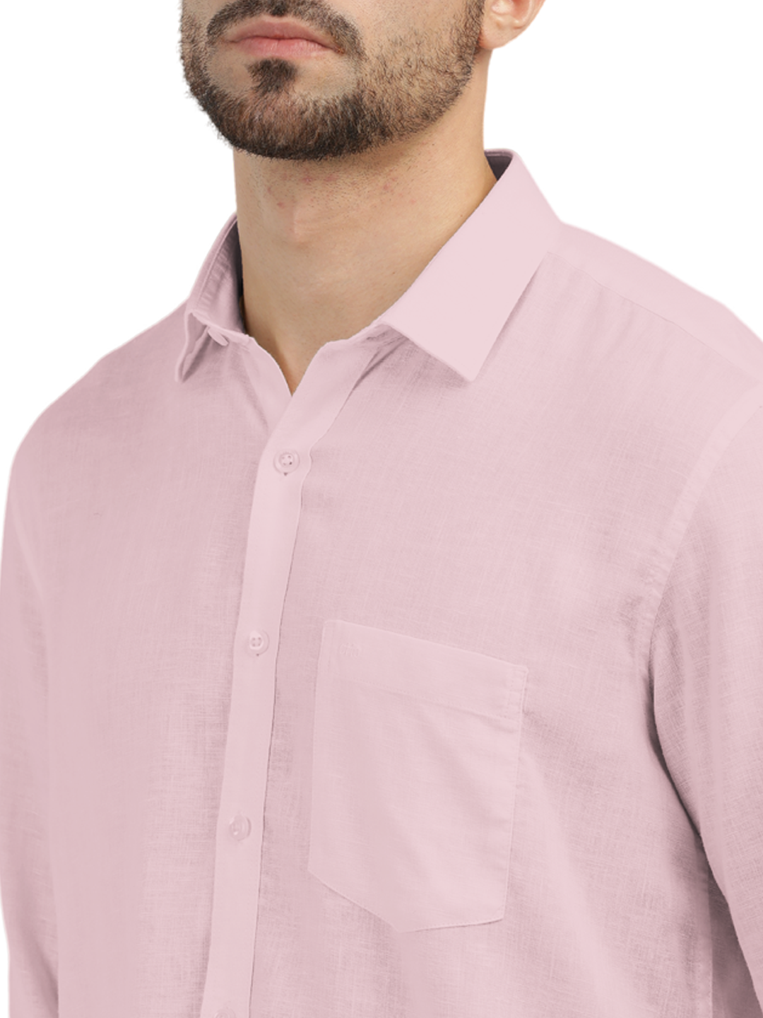 Baby Pink Linen Blend Solid Shirt