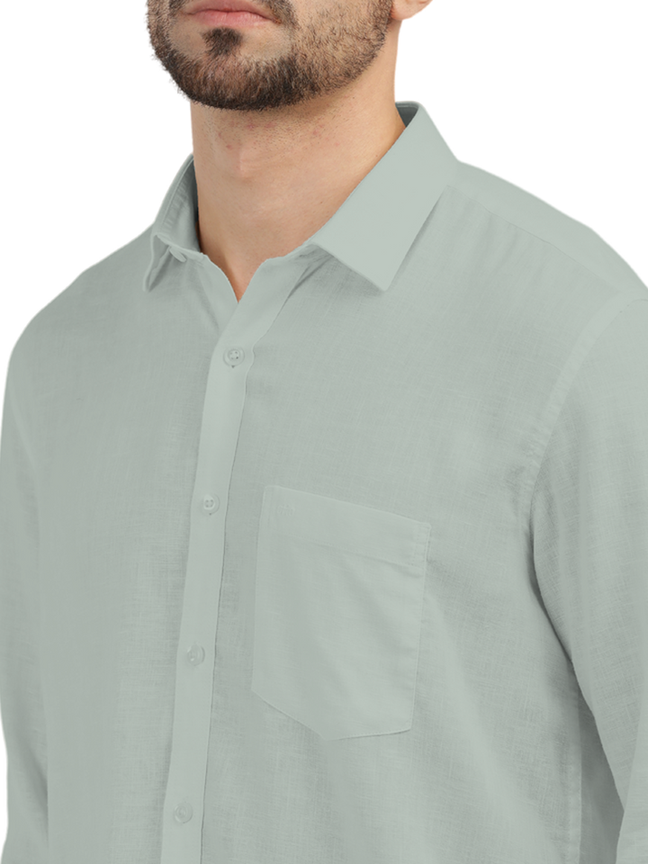 Apple Green Linen Blend Solid Shirt