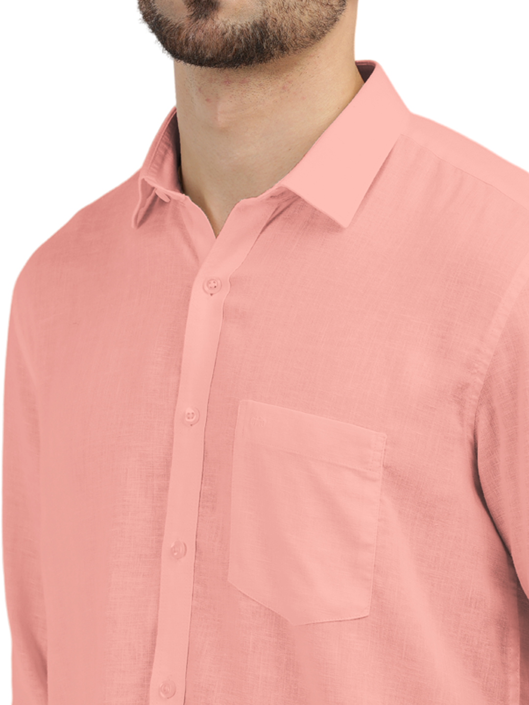 Coral Linen Blend Solid Shirt