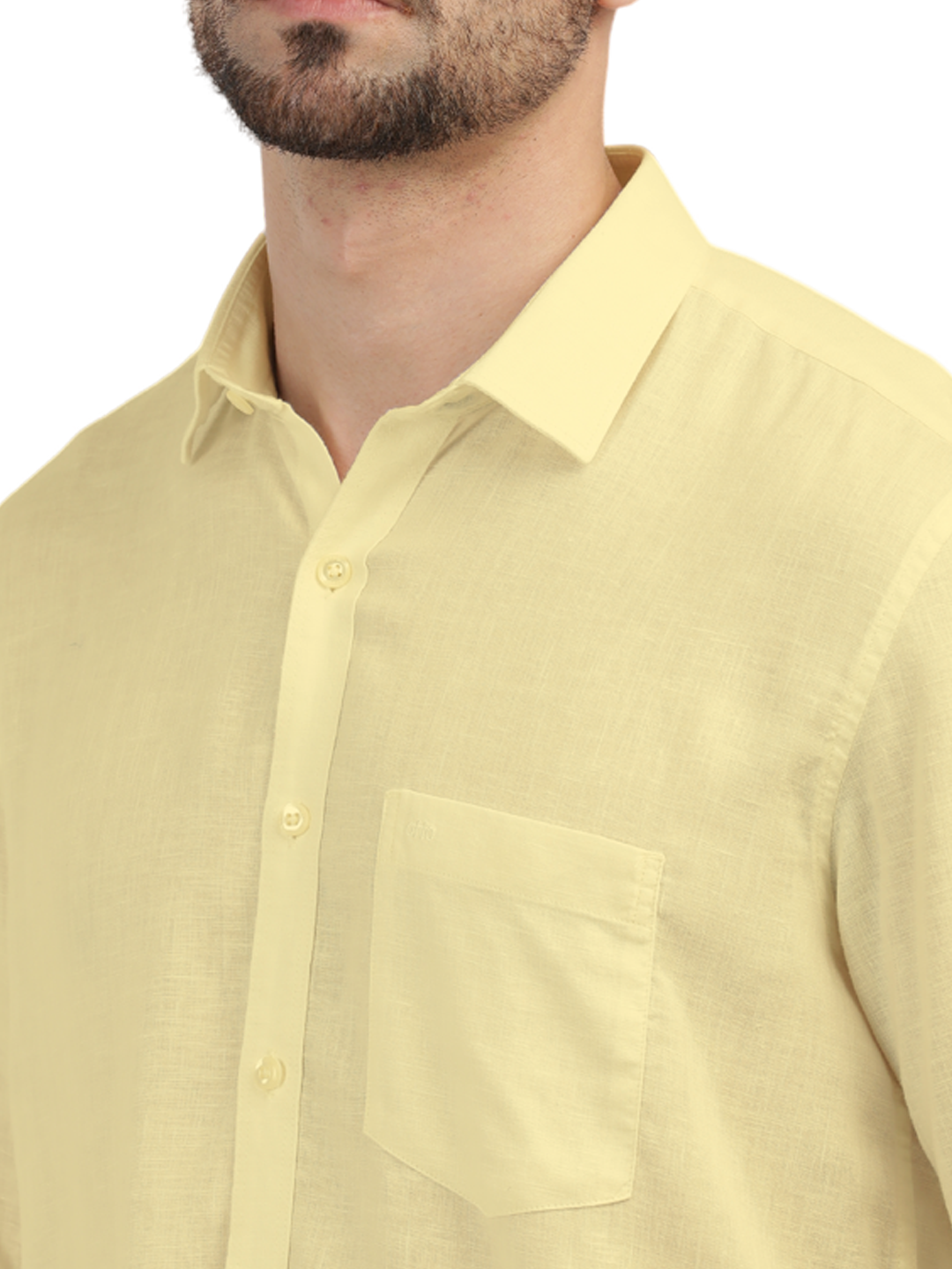 Butter Yellow Linen Blend Solid Shirt