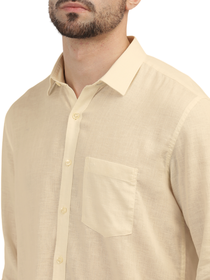 Sand Linen Blend Solid Shirt