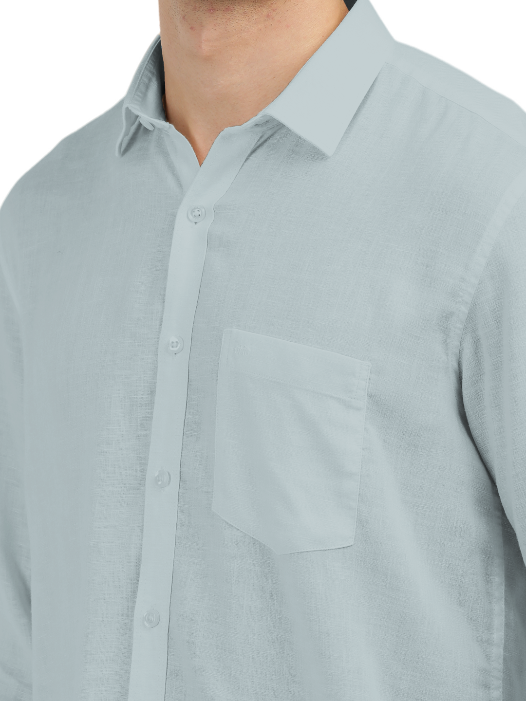 Mist Blue Linen Blend Solid Shirt