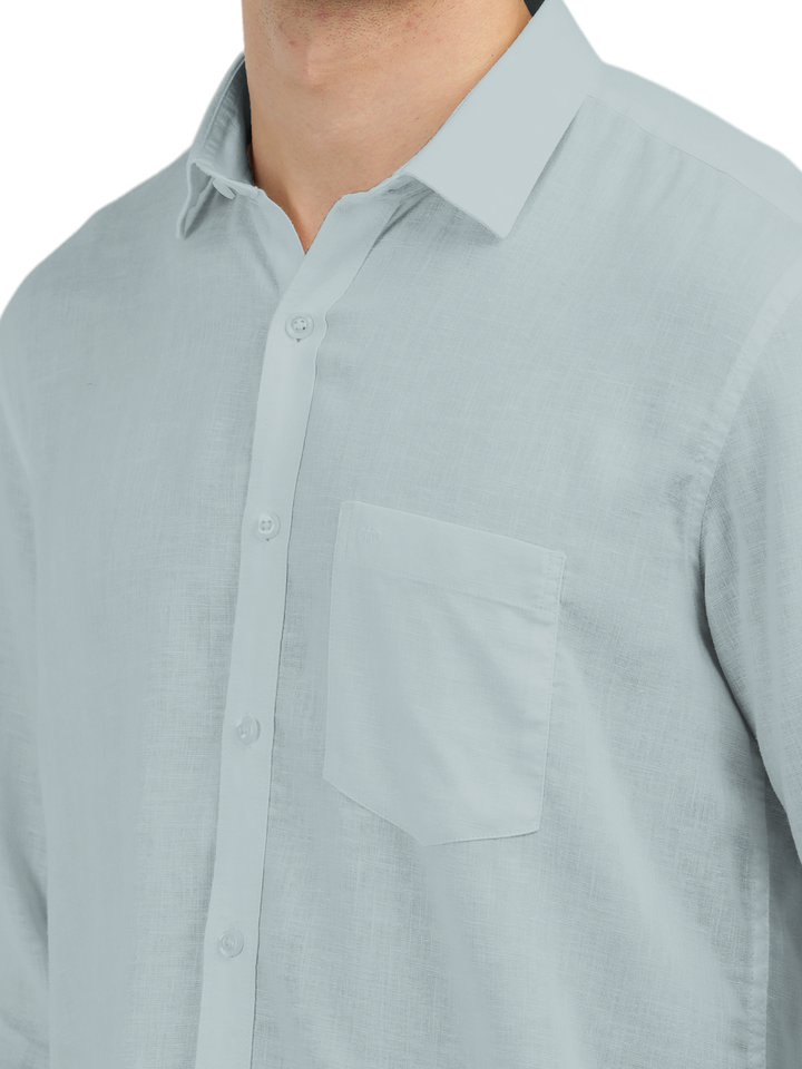 Mist Blue Linen Blend Solid Shirt