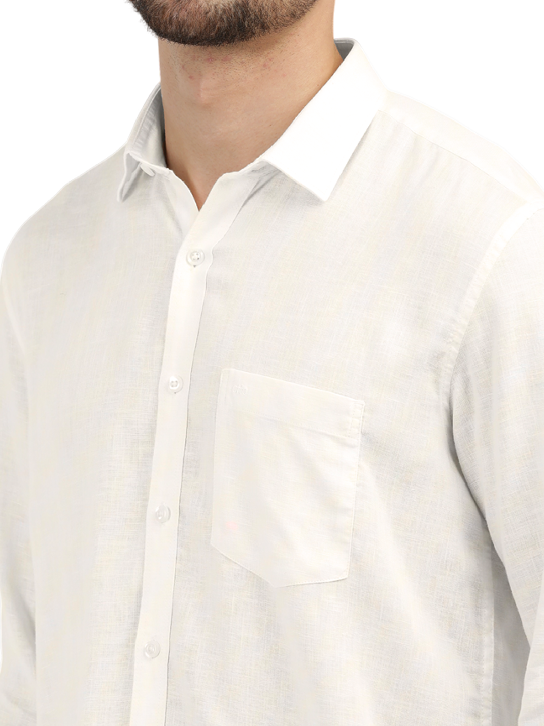 White Linen Blend Solid Shirt