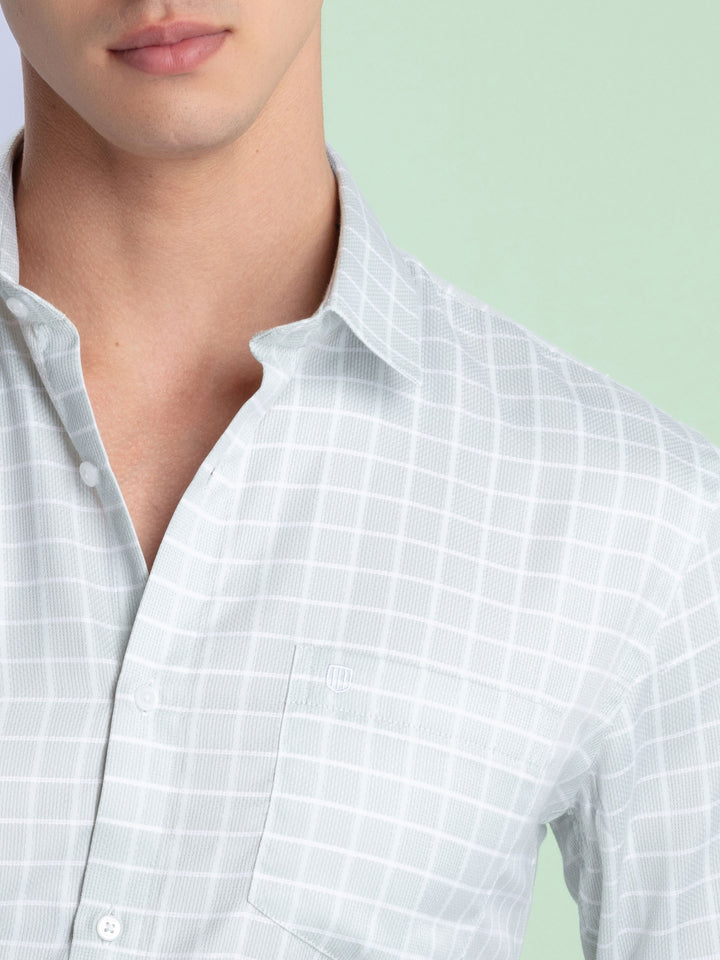 Light Grey Checkered Formal Shirt