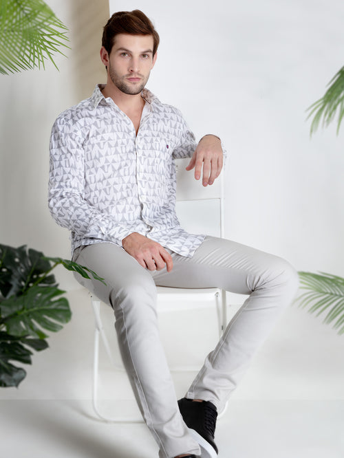 L.Grey Printed Casual Shirt