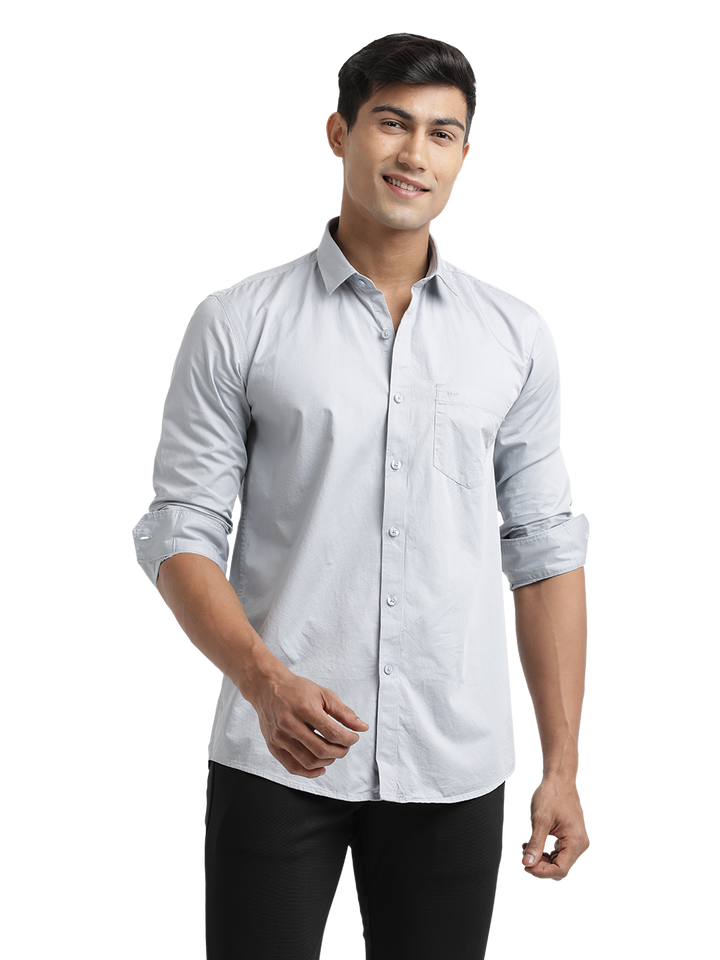 Grey Twill Solid Shirt