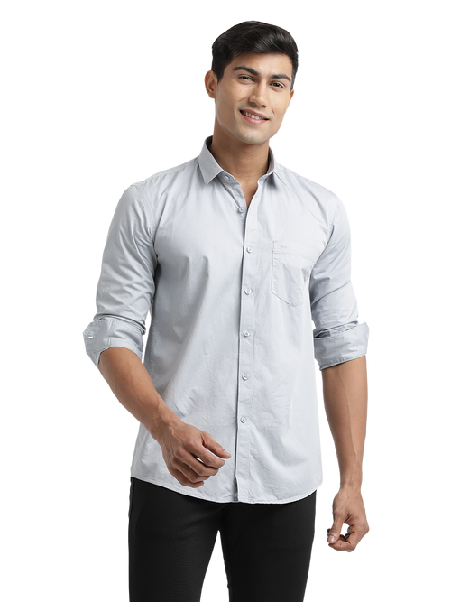 Grey Twill Solid Shirt