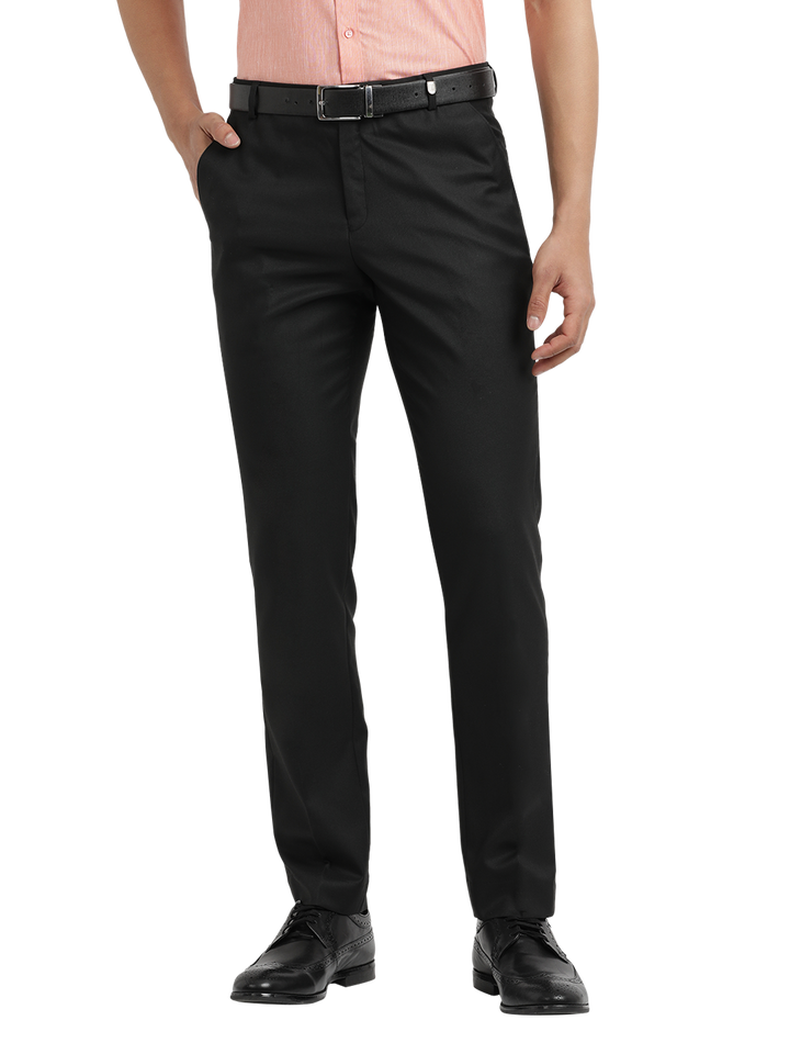 Black Twill Stretch Formal Trousers