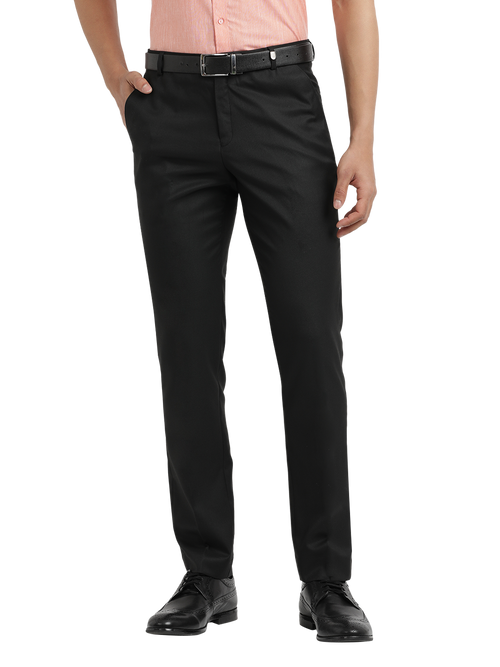 Black Twill Stretch Formal Trousers