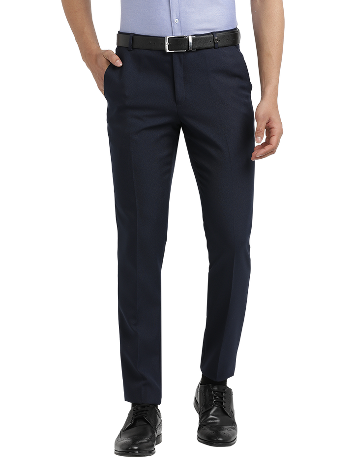 Navy Micro Dobby Formal Trousers