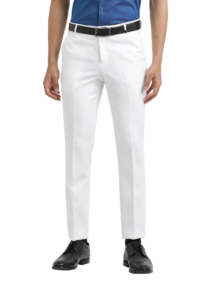 White Micro Dobby Formal Trousers