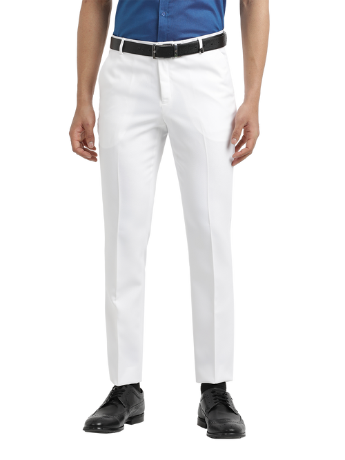 White Micro Dobby Formal Trousers