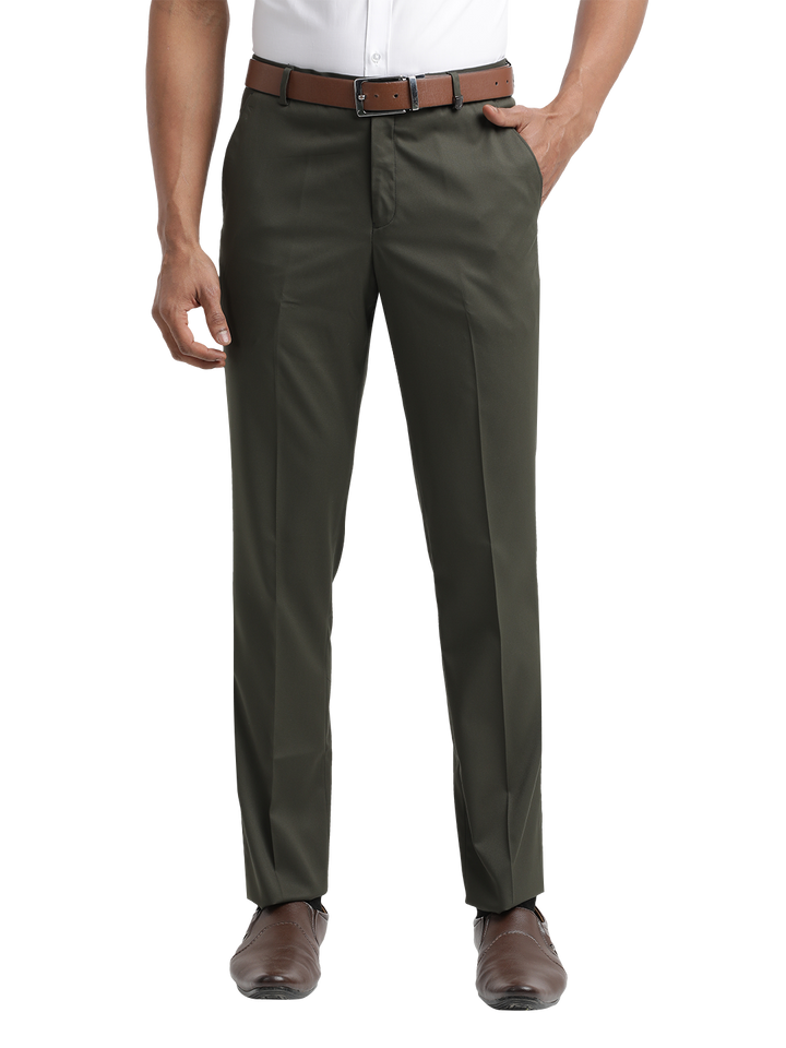 Dark Olive Micro Dobby Formal Trousers