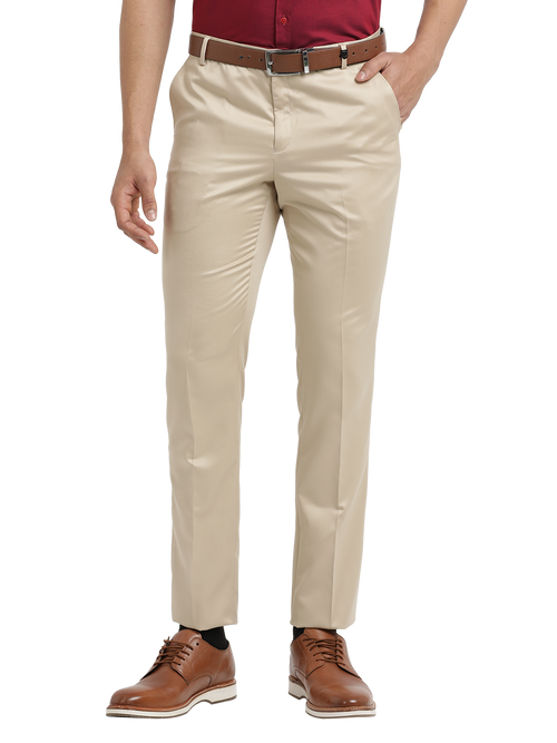 Beige Satin Formal Trousers