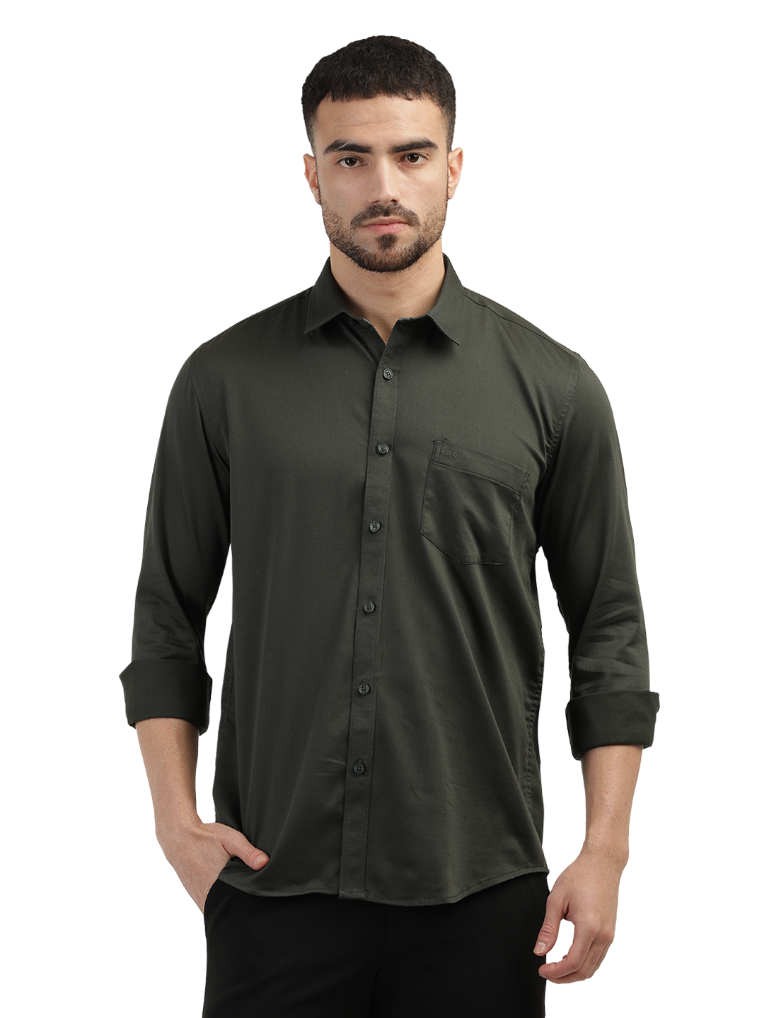 Forest Green Satin Solid Shirt