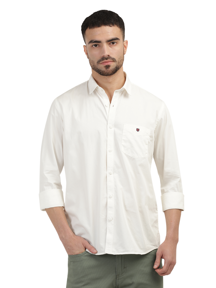 Ivory Twill Solid Shirt