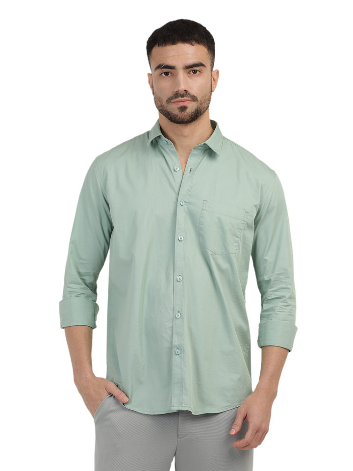 Apple Green Twill Solid Shirt