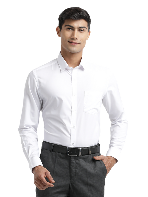 White Solid Formal Shirt